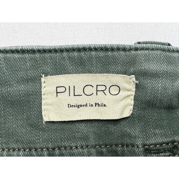 Pilcro Women's Straight Leg Crop Army Green Pants - Size 32 (31x23) - Picture 4 of 7